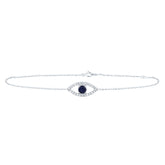 1/6CTW-DIA CN 4MM RD-BS NAT GEM EVIL-EYE BRACELET( 7 INCH)